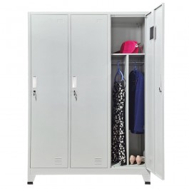 Vestiar metalic 3 usi compartimentat, 120x45x190cm cu picioare